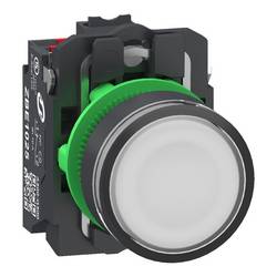 Schneider Electric XB5AW31B55 Leuchtdrucktaster, Harmony XB5, Kunststoff, 22mm, weiß, unbeschriftet, LED, glatte Kalotte, 1S+1Ö, 24V ACDC, Push-In