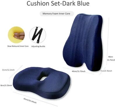 Handpicked Choices Orthopedic Memory Foam Seat Cushion Set With Coccyx Support Cushion And Lumbar Support Cushion cushion Set Blue