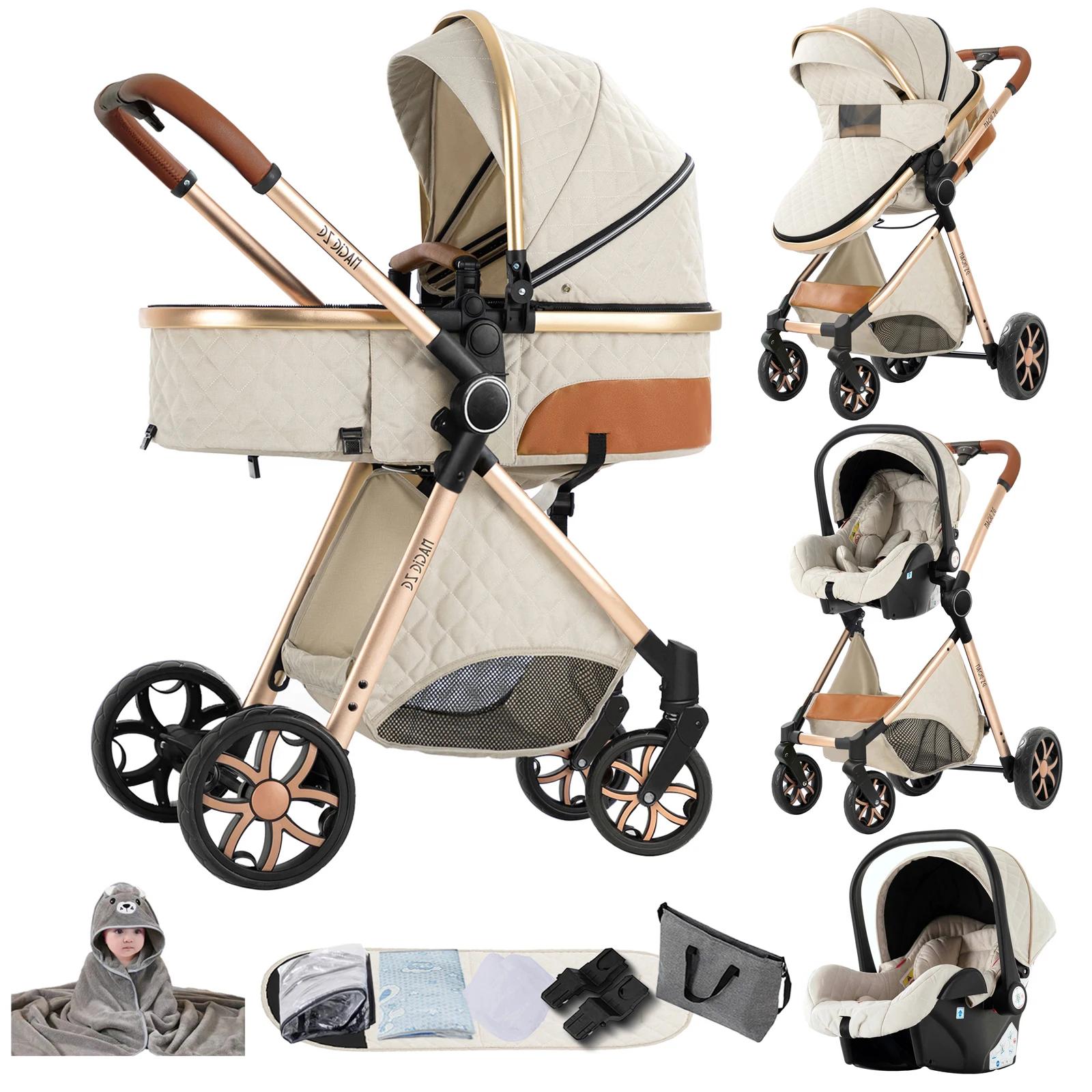 Kombikinderwagen 3-in-1 - Reisesystem - Babyschalenkompatibel - Tragetasche - Wendeeinheit - Faltbar - Weiß