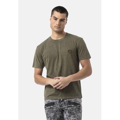 T-Shirt CIPO & BAXX "CT808", Herren, Gr. L, khaki, 100% Baumwolle, unifarben, regular fit, Rundhals, Shirts T-Shirt, Charakteristische Waschung (Yıkama)