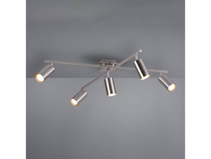 Trio Lighting Deckenstrahler Marley nickel matt 5-flammig Marley, dimmbar, alu / grau / zink, für Wohn- / Esszimmer, Metall, Modern