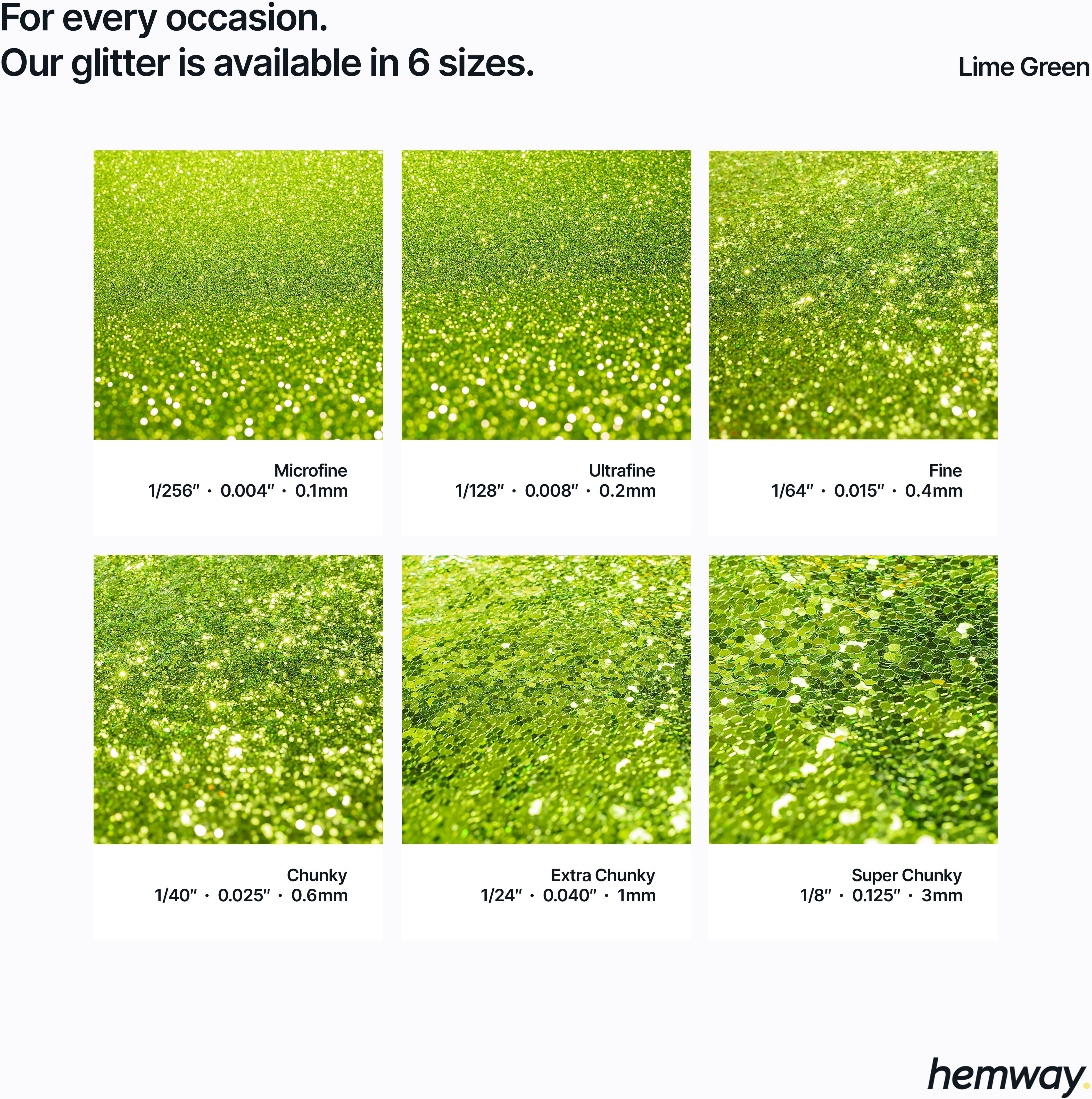 Hemway Craft Glitter Shaker 130g / 4.6oz   Lime Green   Epoxy Resin, DIY, Tumbler, Decoration - Lime Green - Fine 260g