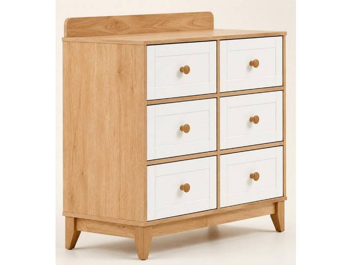 JVmoebel Kommode Moderner Kinderzimmer-Kommode aus hellem Holz mit weißen Schubladen, Made in Europa