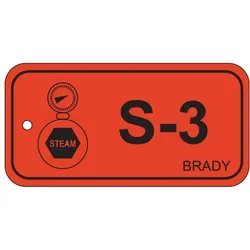 Brady, Sicherheitskennzeichnung, B-7527, Polypropylen Schild, Energy Source Tag - Steam/Dampf, 75 x 38mm, Schwarz auf Orange