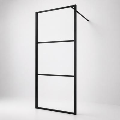 Walk-in-Dusche WELLTIME "Walk In Black Blocks Clear", schwarz, B:80cm H:190cm, Duschwände