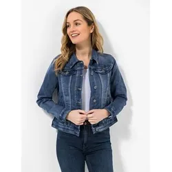 VIA MILANO Jeansjacke, 1/1-Arm Knopfleiste 2 Eingriffstaschen figurbetont