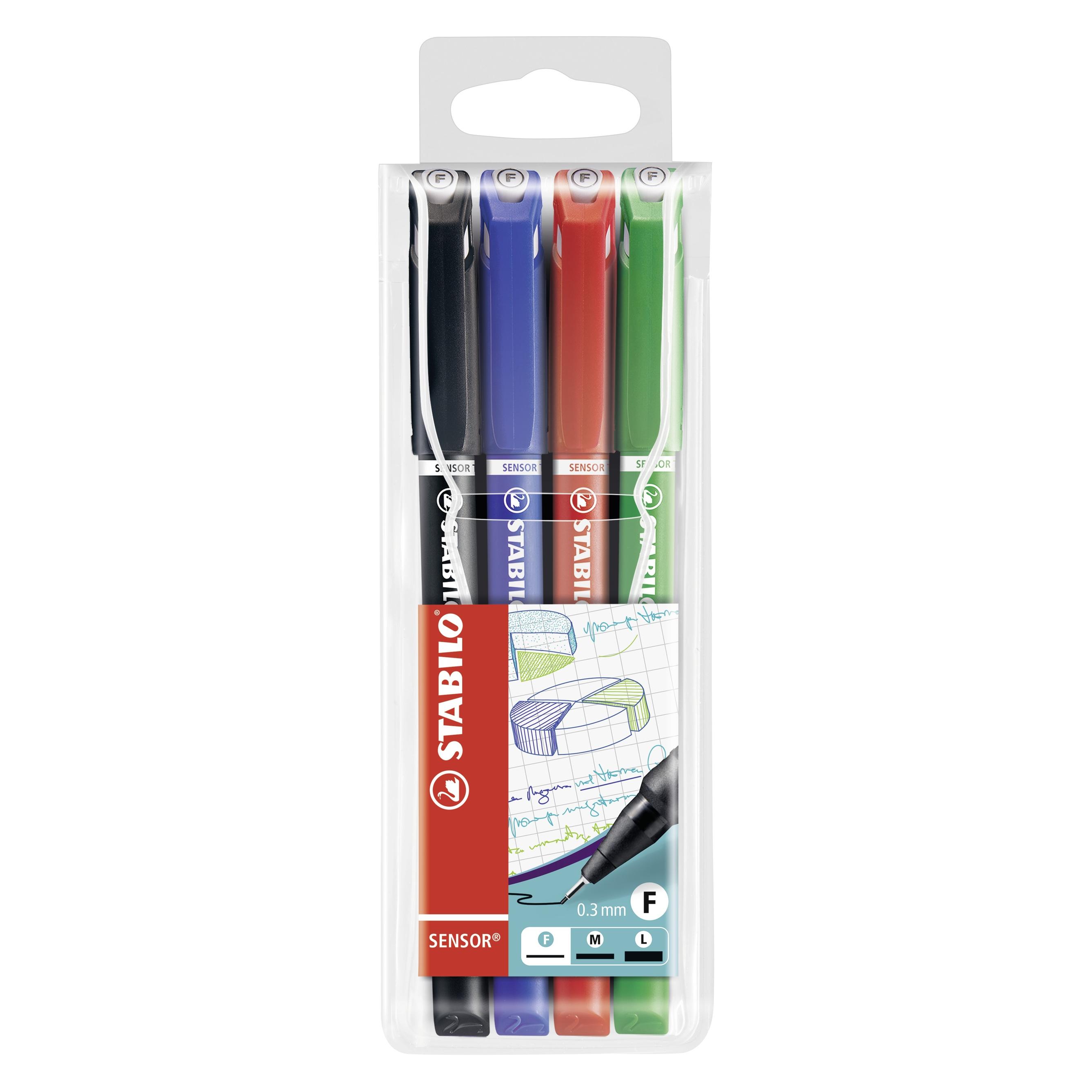 Stabilo SENSOR F Finliner mit gefederter Spitzer (4x) (189/4)