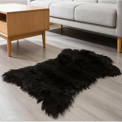 Home Mart Goods "2x3 Feet Black Faux Fur Sheepskin Soft Plush Fuzzy Rug - 24"" x 36"""
