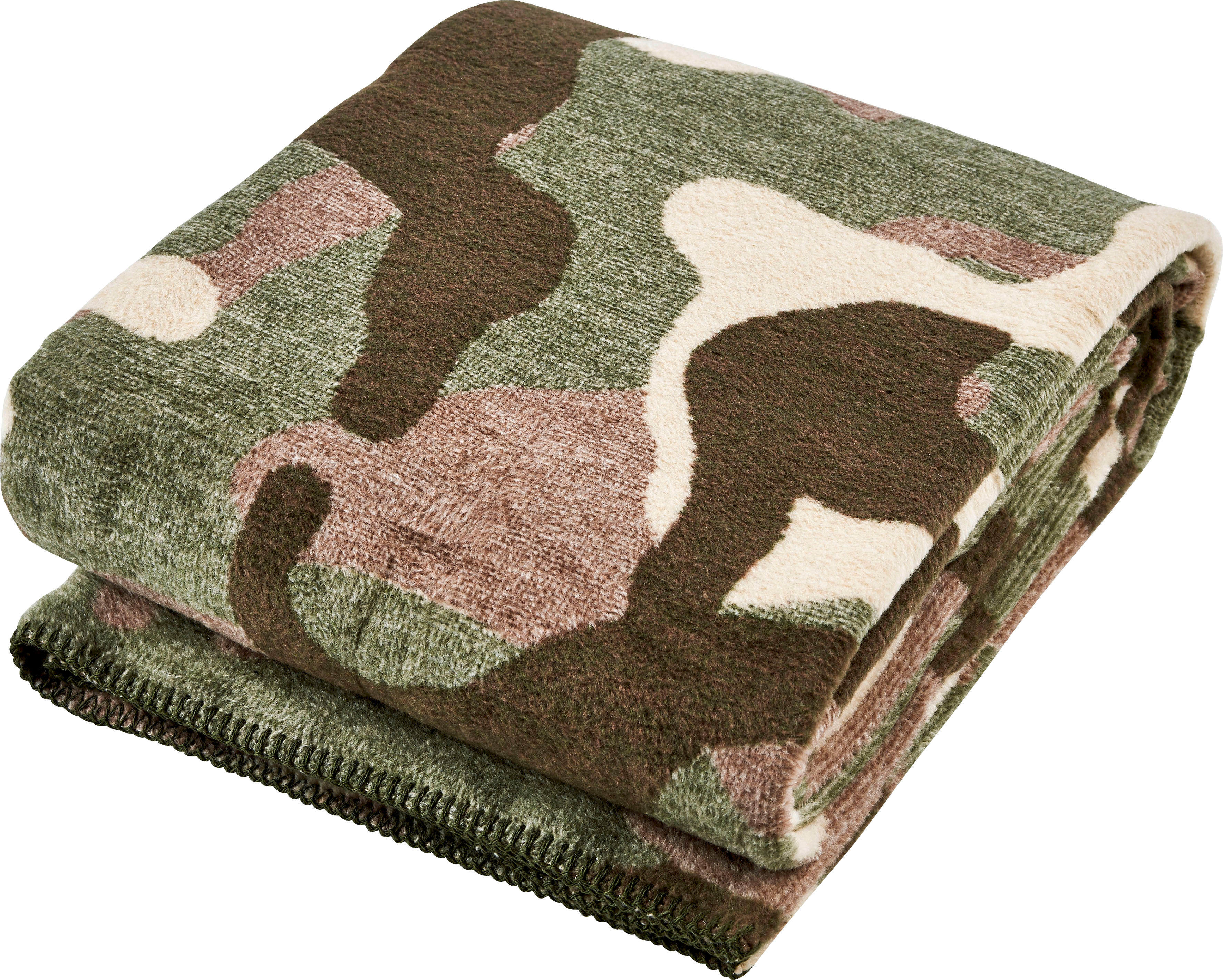 Wohndecke DONE. "Camouflage", grün (braun, grün, beige), B:150cm L:200cm, Baumwolle, Wohndecken, Wohndecke, Wohndecke mit einfassender Ziernaht, Kuscheldecke braun, grün, beige B/L: 150cm x 200cm
