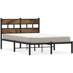 vidaXL Metallbett ohne Matratze Räuchereiche 120x200 cm