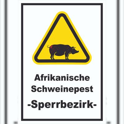 HB-Druck Afrikanische Schweinpest Schild A3 Rückseite selbstklebend