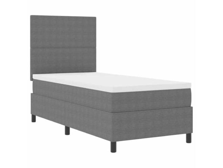 KKgypkn Boxspringbett Hellgrau und Weiß 90 x 190 cm Cordstoff mit verstellbarem Kopfteil und Taschenfederkernmatratze