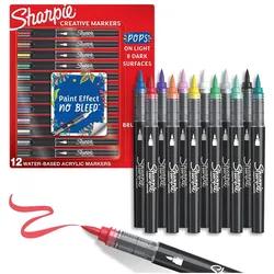 Sharpie, Marker, Creative Akryl Paint Marker Penselspids Assorterede Farver 12 Stk (12x)
