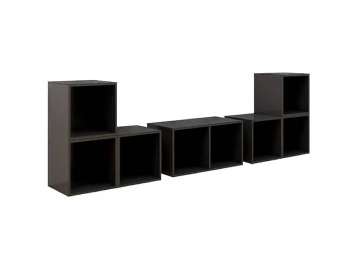 GKHPYURE TV-Möbel-Set, 6-teilig, grau, glänzend, Holz, mehrschichtig Horizontale oder vertikale Aufstellung, großer Stauraum, leicht zu reinigen, für Wohnzimmer