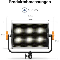 Walimex pro LED Niova 600 Bi Color und Stativ 2er Set Lichtstativ Flächenleuchte (Flächenleuchte), Dauerlicht, Orange, Schwarz, Silber