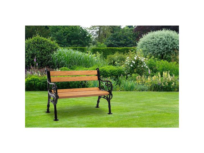 Gardenson Gartenbank, Naturfarben, Schwarz, Metall, Kunststoff, 115x85x60 cm, abwischbar, Gartenmöbel, Gartenbänke, Gartenbänke