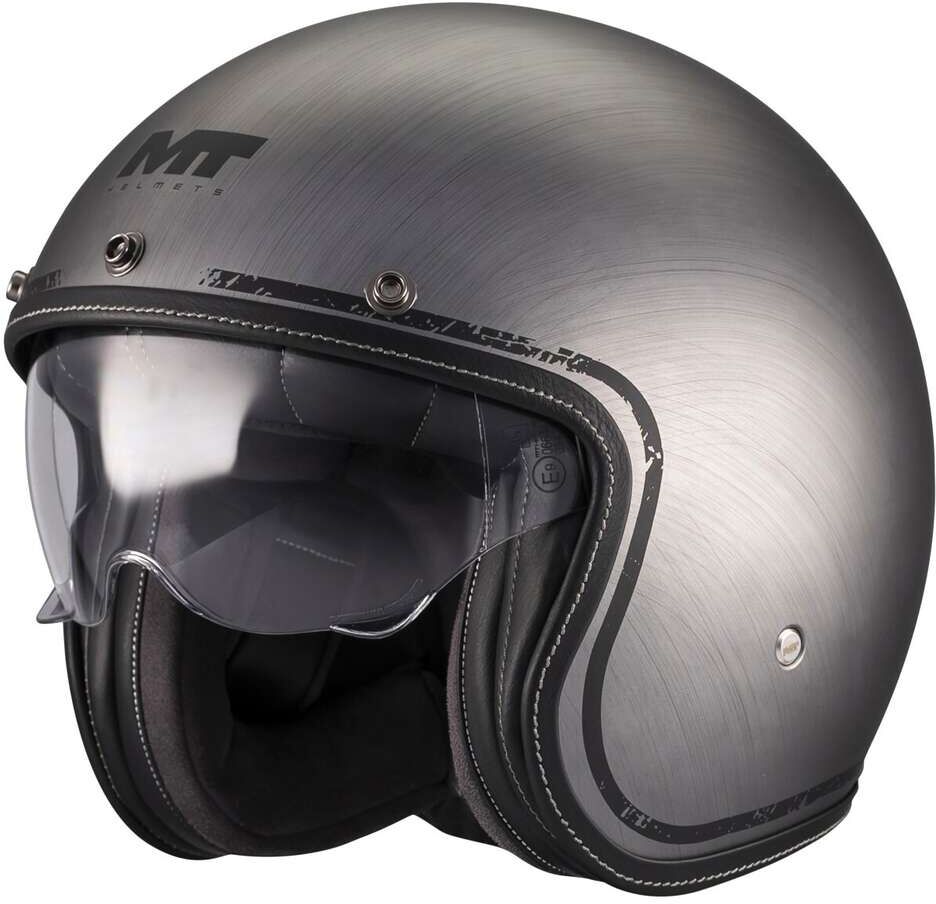 Casco Moto Jet Mt Helmets LE MANS 2 SV S BRUSHED A2 Grigio O taglia S