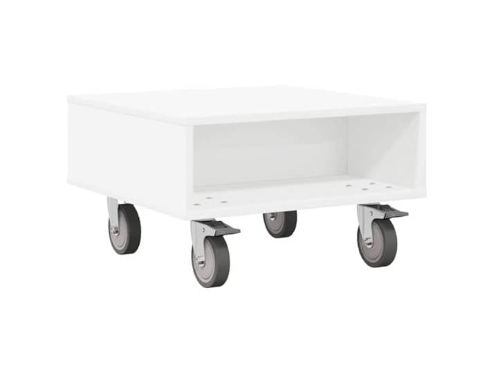 Kaorsrow Beistelltisch mit Rollen, Sofatisch Weiß, 50,5x50x30 cm Vielseitige Ablagefläche im Schlafzimmer und Wohnbereich dank zwei feststellbarer Lenkrollen und offenem Stauraum.