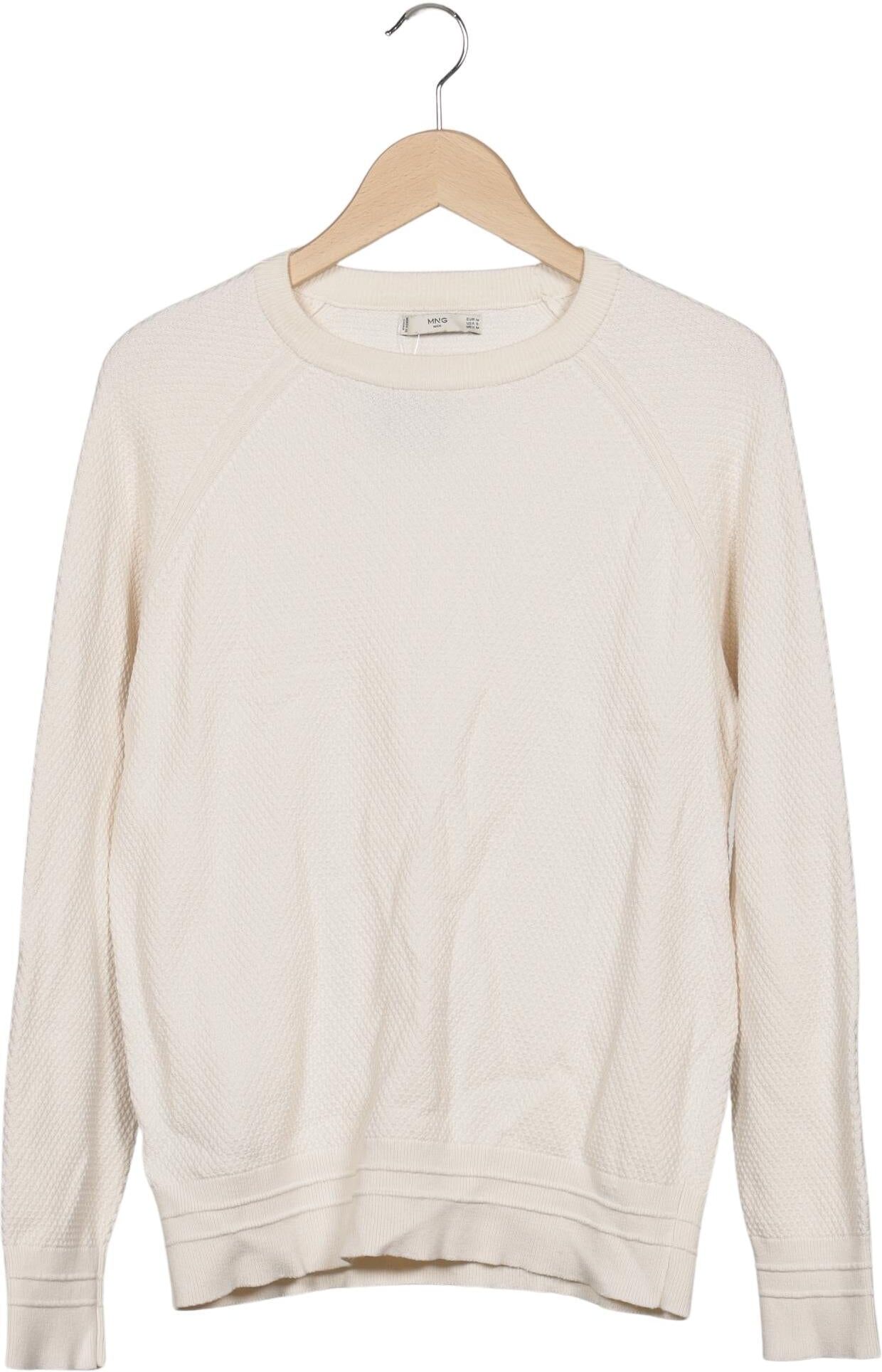 Mango MAN Herren Pullover, Cremeweiß, Gr. M, Baumwolle - Second Hand
