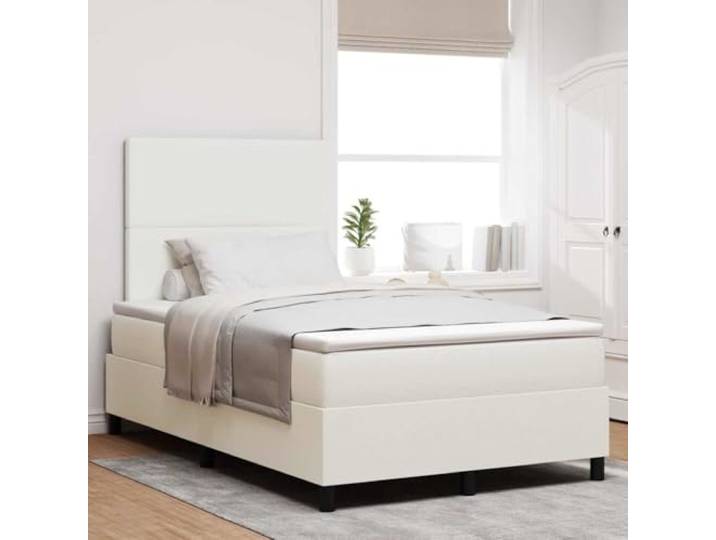 Cordstoff Modernes Design Rechteckiges Boxspringbett Creme 120 x 190 cm Boxspringbett Creme Weiß 120x190 cm Cordstoff mit Bettkasten und verstellbarem Kopfteil Taschenfederkern Matratze