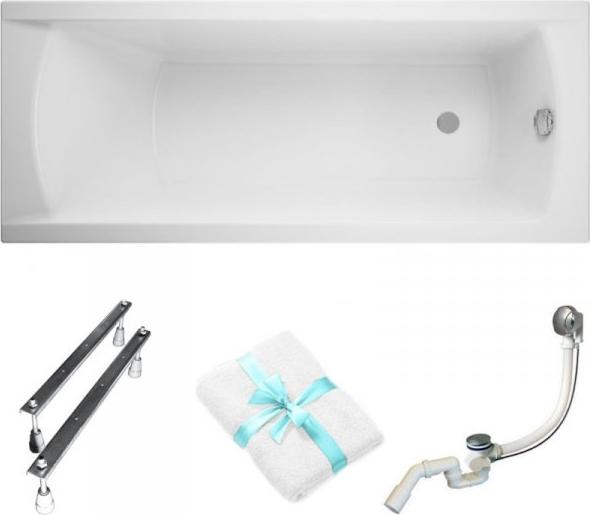 Cersanit | Badewanne - Korat Badewanne Rechteckig - 170x70 Cm - Mit Siphon Und Füßen - Acryl - Weiß