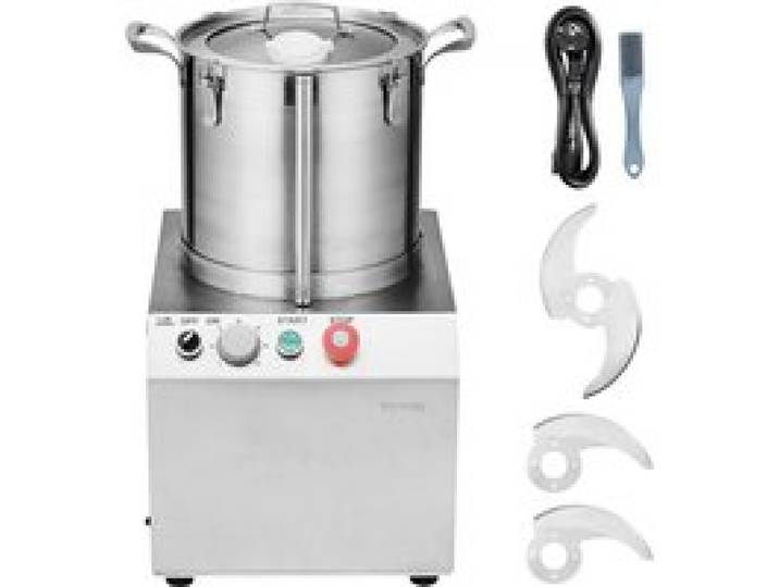 VEVOR Küchenmaschine Gemüsezerkleinerer, 15 L Küchenmaschine aus lebensmittelechtem Edelstahl mit 2 zusätzlichen S-Kurvenklingen, multifunktional zum Zerkleinern von Gemüse Obst Getreide