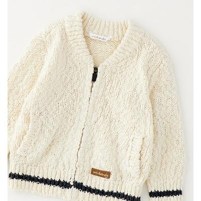 Cardigan MINIBANDA "BABY BOY KNITWEAR", Jungen, Gr. 62, cream, 100% Baumwolle, Strickjacken
