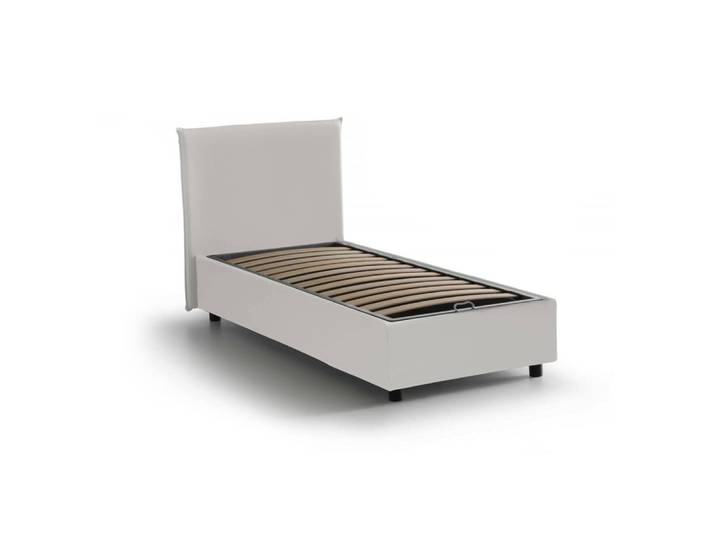 Lit simple en tissu blanc 80x200 cm