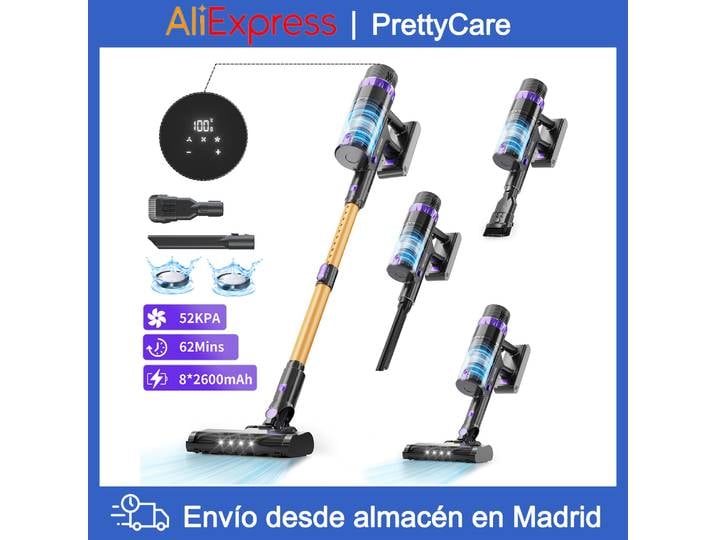 PrettyCare V900 aspirateur sans fil 530W 52000PA puissance d'aspiration aspirateur 62 Minutes batterie amovible aspirateur à main