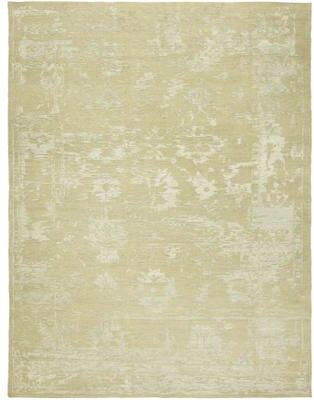 KALATY Transitional Beige Hand-Knotted Wool & Viscose Area Rug
