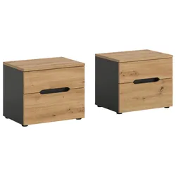 Nachtkästchen CANU Grau, Eiche Artisan