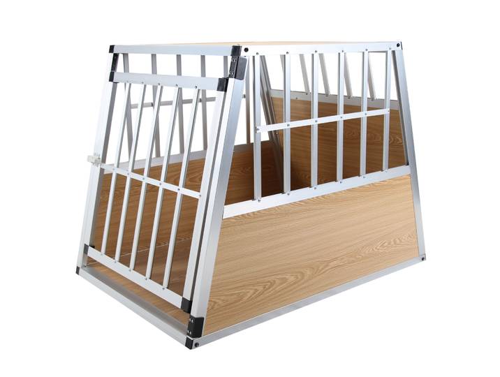 Hundebox Alu geneigte Rückseite M hellbraun