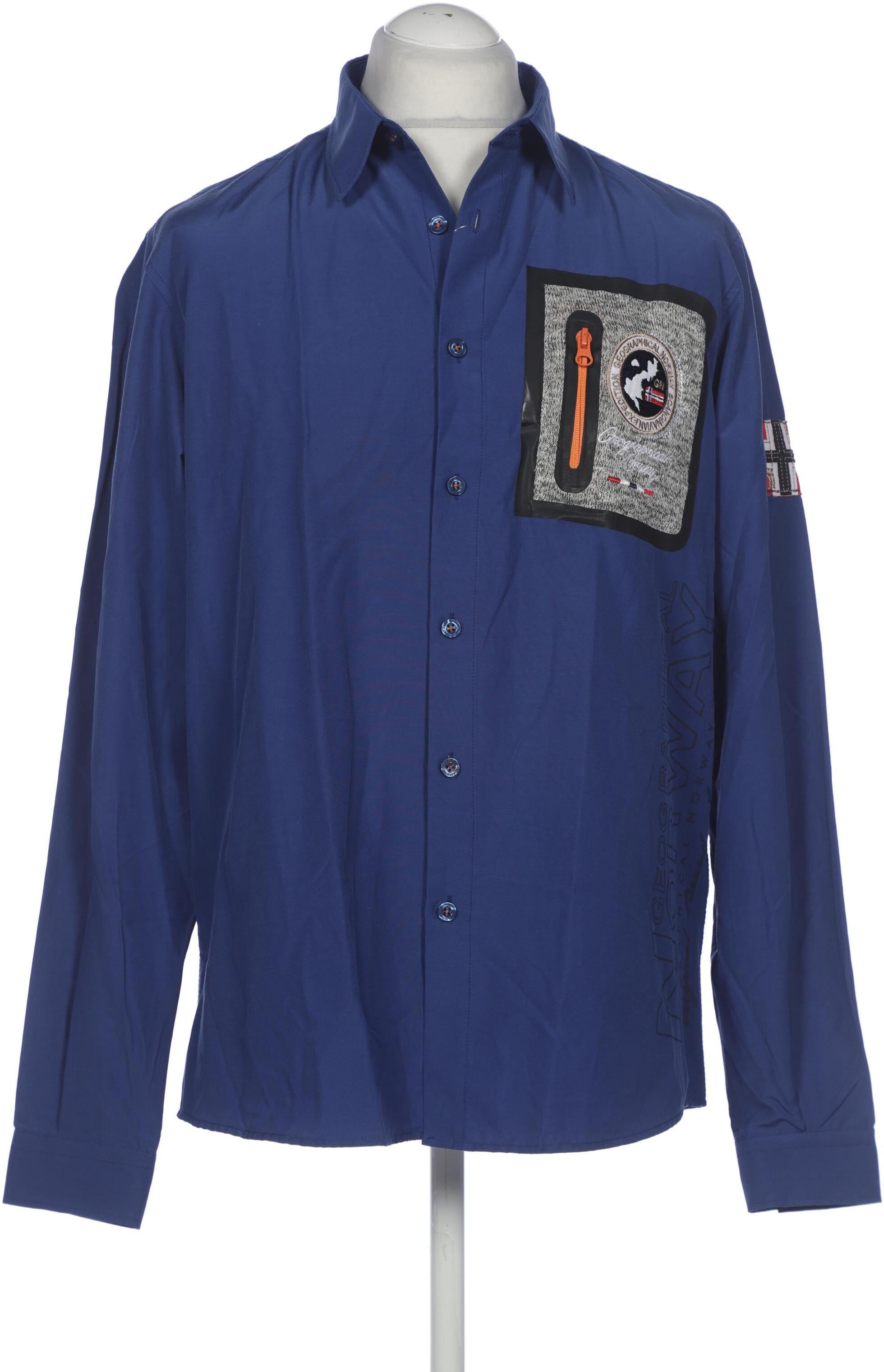 Geographical Norway Herren Hemd, Blau, Gr. XL, Synthetik / Baumwolle - Second Hand
