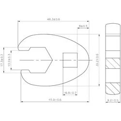 BGS Hahnenfußschlüssel Antrieb Innenvierkant 10 mm (3/8") SW 17 mm - 1756-17