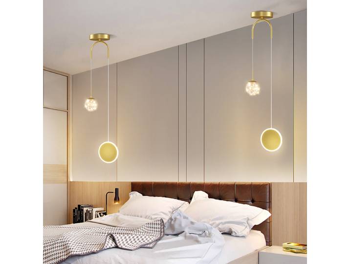 Lampe suspendue nordique en or, boule minimaliste, lampe de Restaurant, personnalité créative, Double tête, suspension de chevet