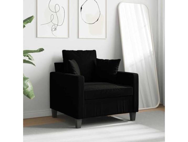 KTHLBRH Schwarzer Sessel 60 cm aus Stoff Gestell aus Metall, Schaumstoff, maximale Belastung 110 kg, für Wohnzimmer