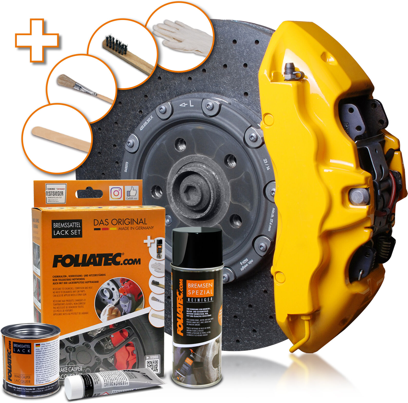 Foliatec Bremssattellack Bremssattel Lack Set Performance Yellow 2195 0.4l