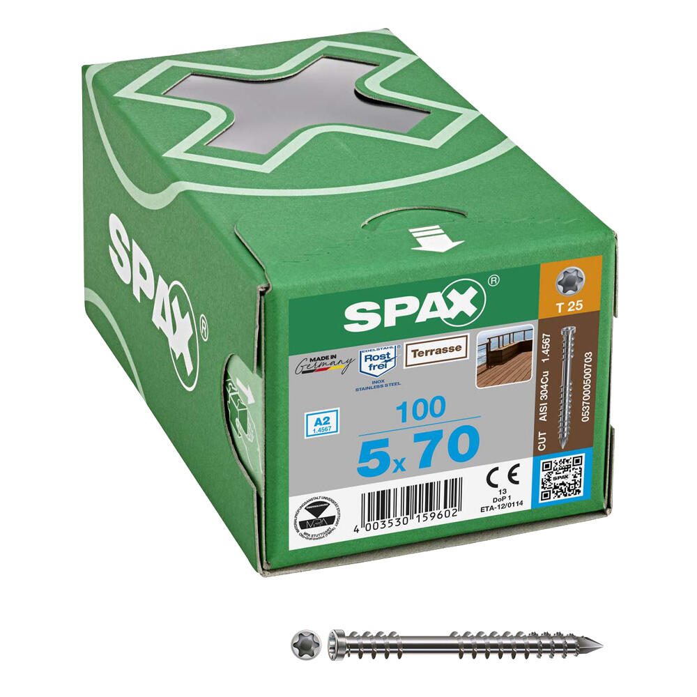 SPAX® Terrassenschrauben T25 A2 5x70 100 St. 0537000500703