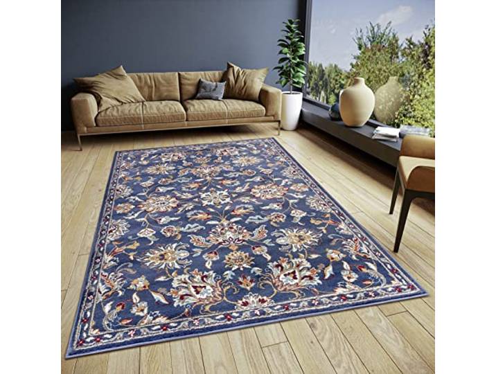 Hanse Home Caracci Tapis oriental\, classique\, tissage serré\, avec ornements et motifs floraux\, poils courts et doux\, pour chambre à coucher\, salle à manger\, salon\, couloir\, cuisine\, bleu\, 120 x 170 cm