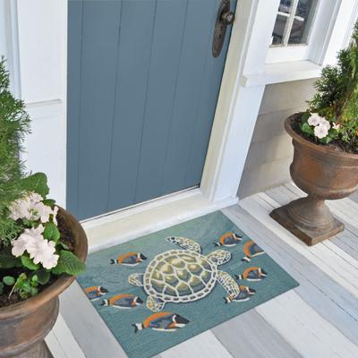 Lush Decor Frontporch Turtle And Fish Indoor/Outdoor Rug
