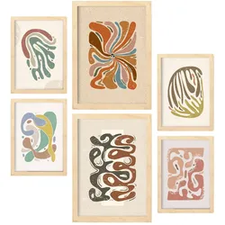 POSTER Set Mit 6 Drucken Von Bewegungen In Der Sammlung Von Ethnischen Dekorative Rahmen Für Ihr Zuhause Wandkunstdruck A3 & A4 Rahmen Aus Hellem Holz