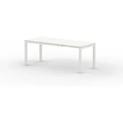 Extia Garten Esstisch ausziehbar Mattweiß 140/200x80 cm