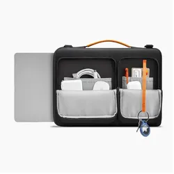 Tech-Protect Defender Tasche für Laptop 13-14 - Schwarz und Orange (14"), Notebooktasche, Orange, Schwarz