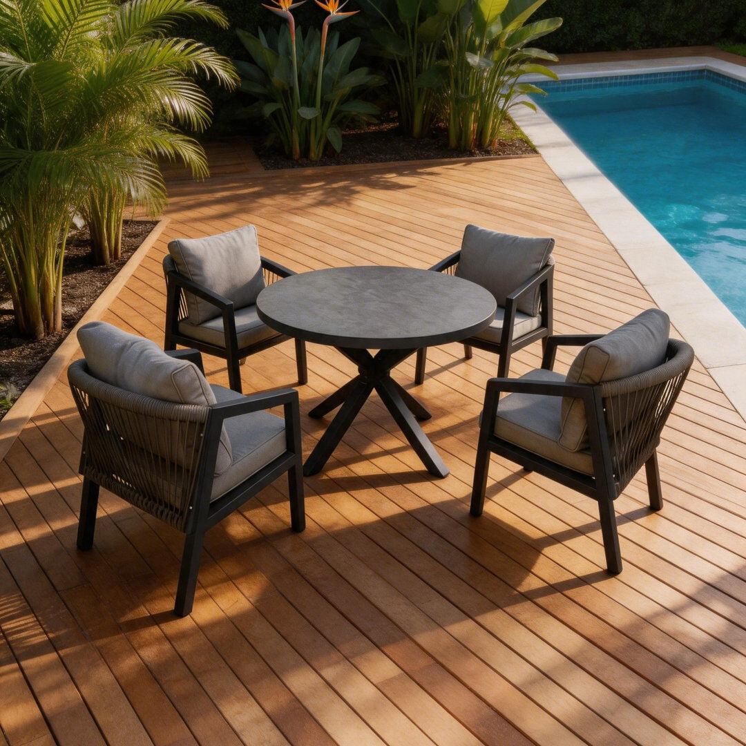 Brayden Studio Patio Dining Set Table, Grey