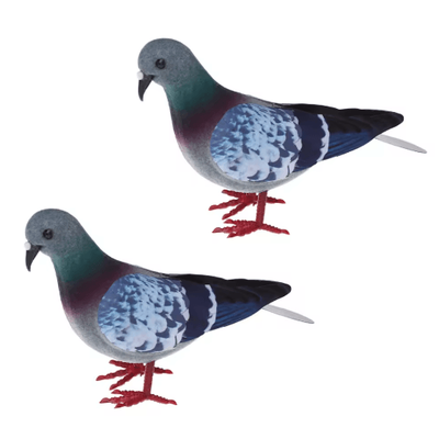Artificial Dove & Pigeon Model Realistic Bird Decor For Wedding & Photography 2pcs