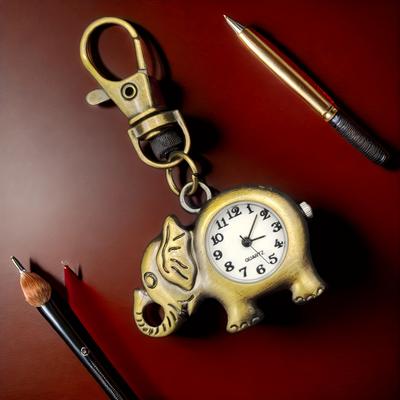 ModernMart Retro Elephant Keychain Watch Cute Portable Quartz Pocket Watch For Students And Gifts Retro Elephant Keychain Watch Cute Portable Quartz Pocket Watch For Students And Gifts