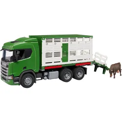 Bruder Scania Super 560R Tiertransport-LKW mit 1 Rind