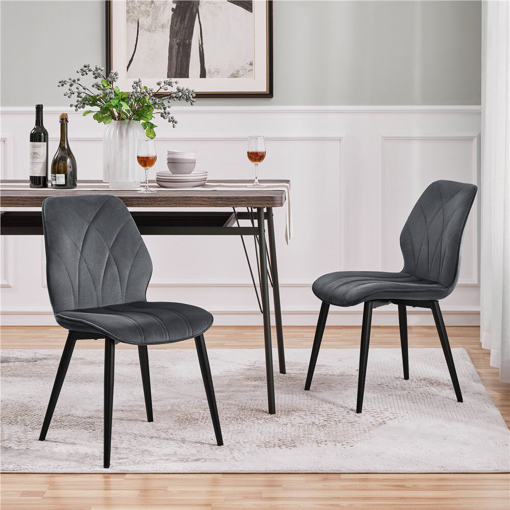 Yaheetech 82cm H Upholstered Dining Chair Side Chair Velvet/Dark Grey 82cm H X 44cm W X 58.5cm D