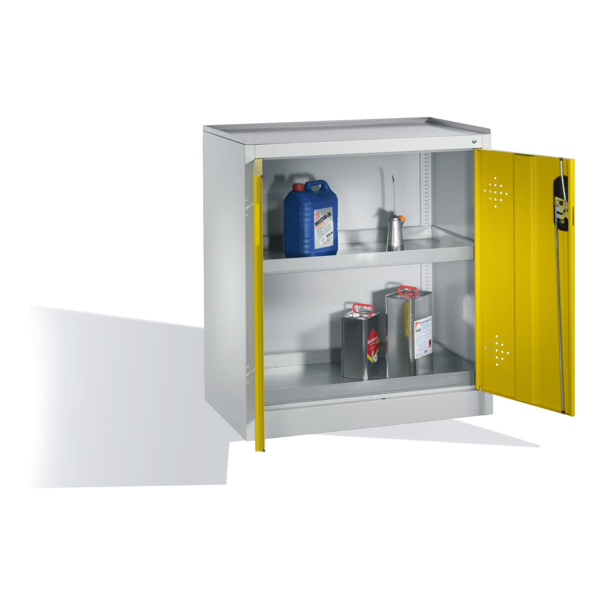 C+P Umwelt-Beistellschrank mit Drehtüren, 2 Wannenböden, H1020xB930xT500mm Front Verkehrsgelb Korpus Lichtgrau ; C + P Möbelsysteme (8821-315|S10165)