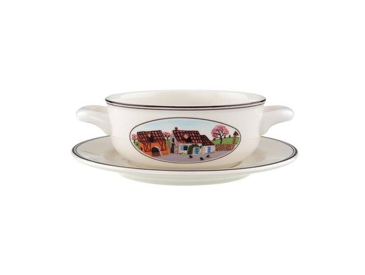 SUPPENTASSE MIT UNTERTASSE Design Naif bunt 450 ml